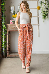 Heimish Women's Printed Tie-Waist Straight Leg Casual Pants - Trendy & Comfortable